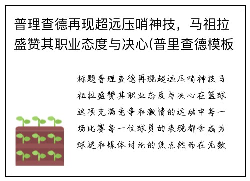 普理查德再现超远压哨神技，马祖拉盛赞其职业态度与决心(普里查德模板)